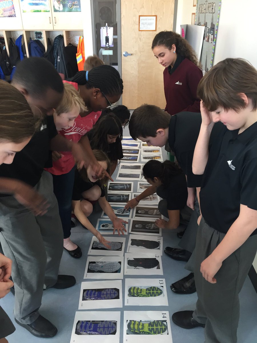 MissTLavender's tweet photo. Analyzing class and accidental characteristics of footwear impressions. @RCElementary #WeAreRundle #putyourbestfootforward https://t.co/flhsn4XaXM