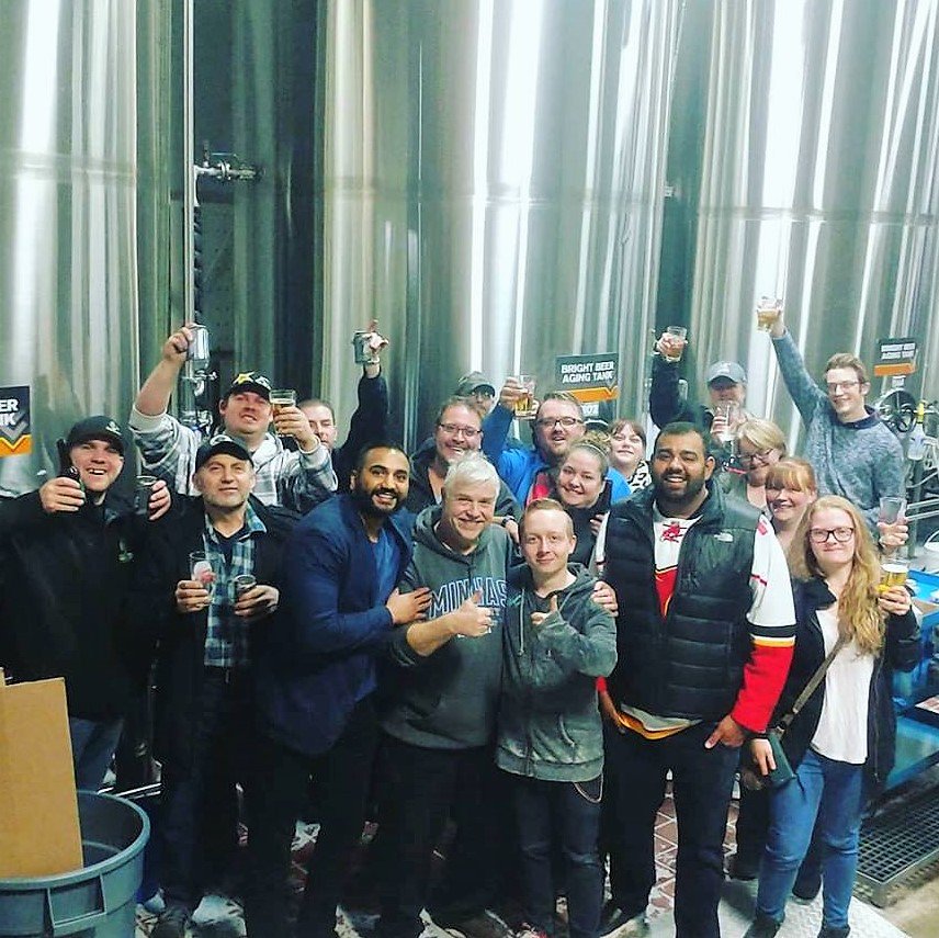 MinhasMicrobrew's tweet photo. Our own Ravinder Minhas gave a tour with our Brewmaster Wolfgang on the weekend to some lucky Facebook contest winners. Looks like they had a blast! #MinhasBrewery #Cheers #DrinkLocal https://t.co/Hl7XTNS5EB