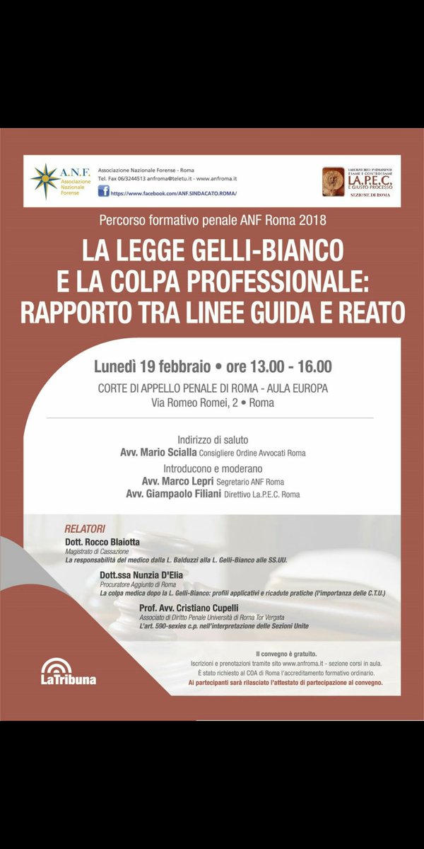 Il 19 febbraio si parla di responsabilità penale del medico .. vieni?!😊