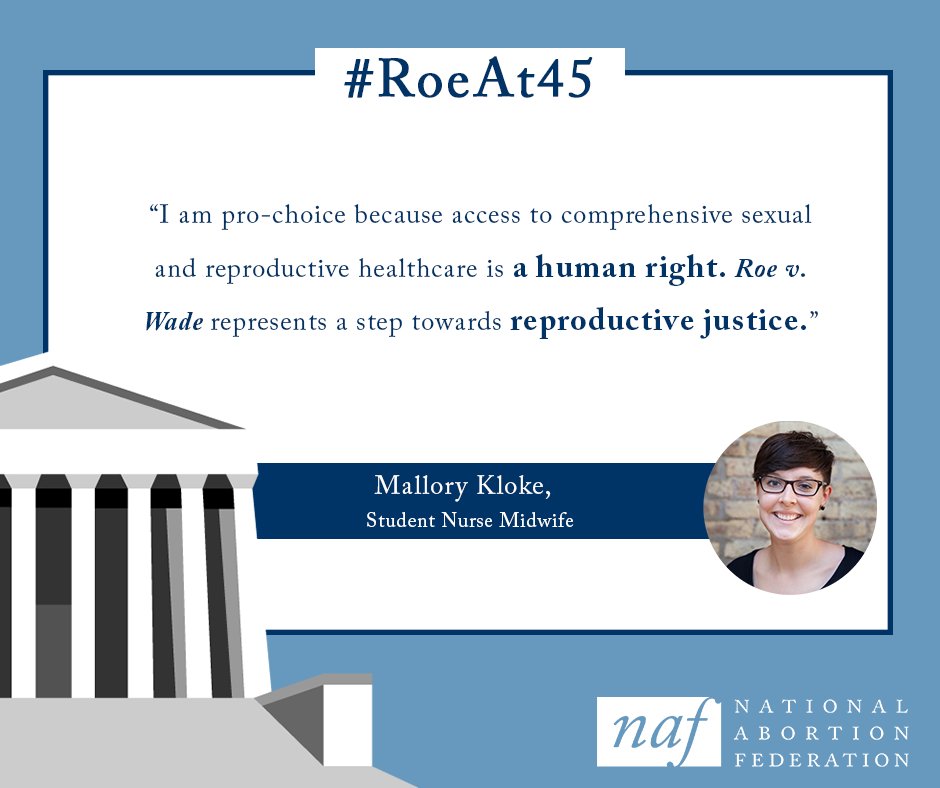 NatAbortionFed's tweet photo. Listen to @malloryklocke: Reproductive rights are human rights. (45 people on why they're pro-choice or what #RoeVWade means to them to celebrate its 45th anniversary: https://t.co/GzRIP0e2CX ) #RoeAt45 #RiseUp4Roe #reprojustice #7in10ForRoe https://t.co/9N8SxsFzXC