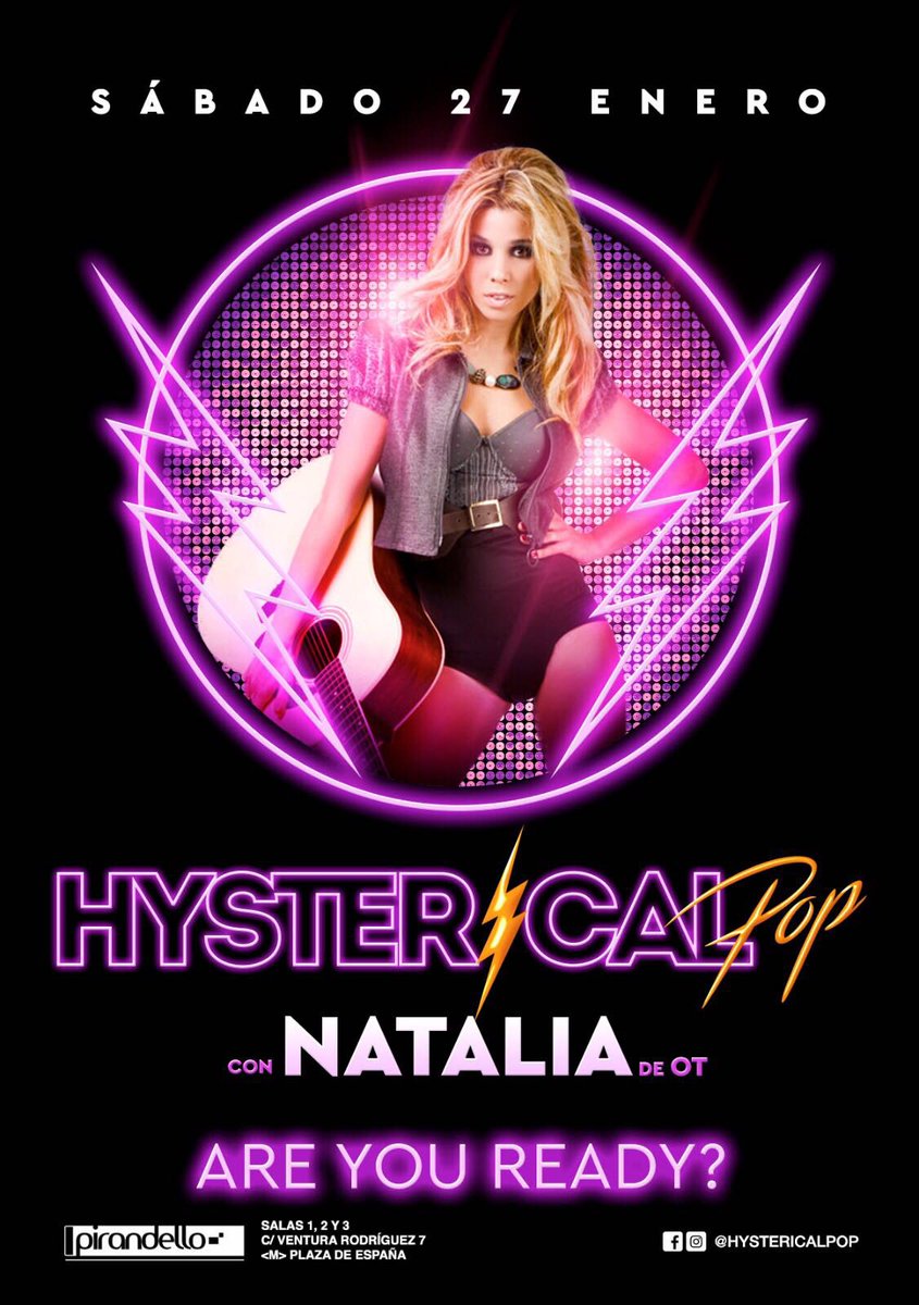⚡️⚡️ HYSTERICAL POP 27.01.18⚡️⚡️ 

 🌟🎤 CON NATALIA DE OPERACIÓN TRIUNFO! 🎤🌟 

 🔥🔥⏩PRIMERAS 100 ENTRADAS ANTICIPADAS 2x12€ TODA LA NOCHE SIN ESPERAR COLA: xceed.me/list/malamala  ⏪🔥🔥 

  🎉 ARE YOU READY?! 🎉  #ot #otgala12 #OperacionTriunfo #natalia #agoney