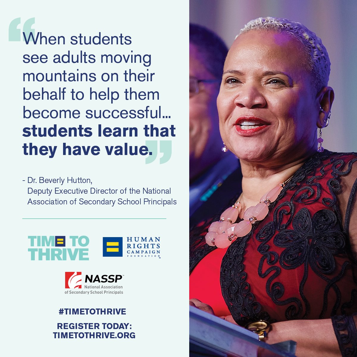 NASSP Deputy Executive Director address the crowd at HRC's fourth annual Time to THRIVE Conference.