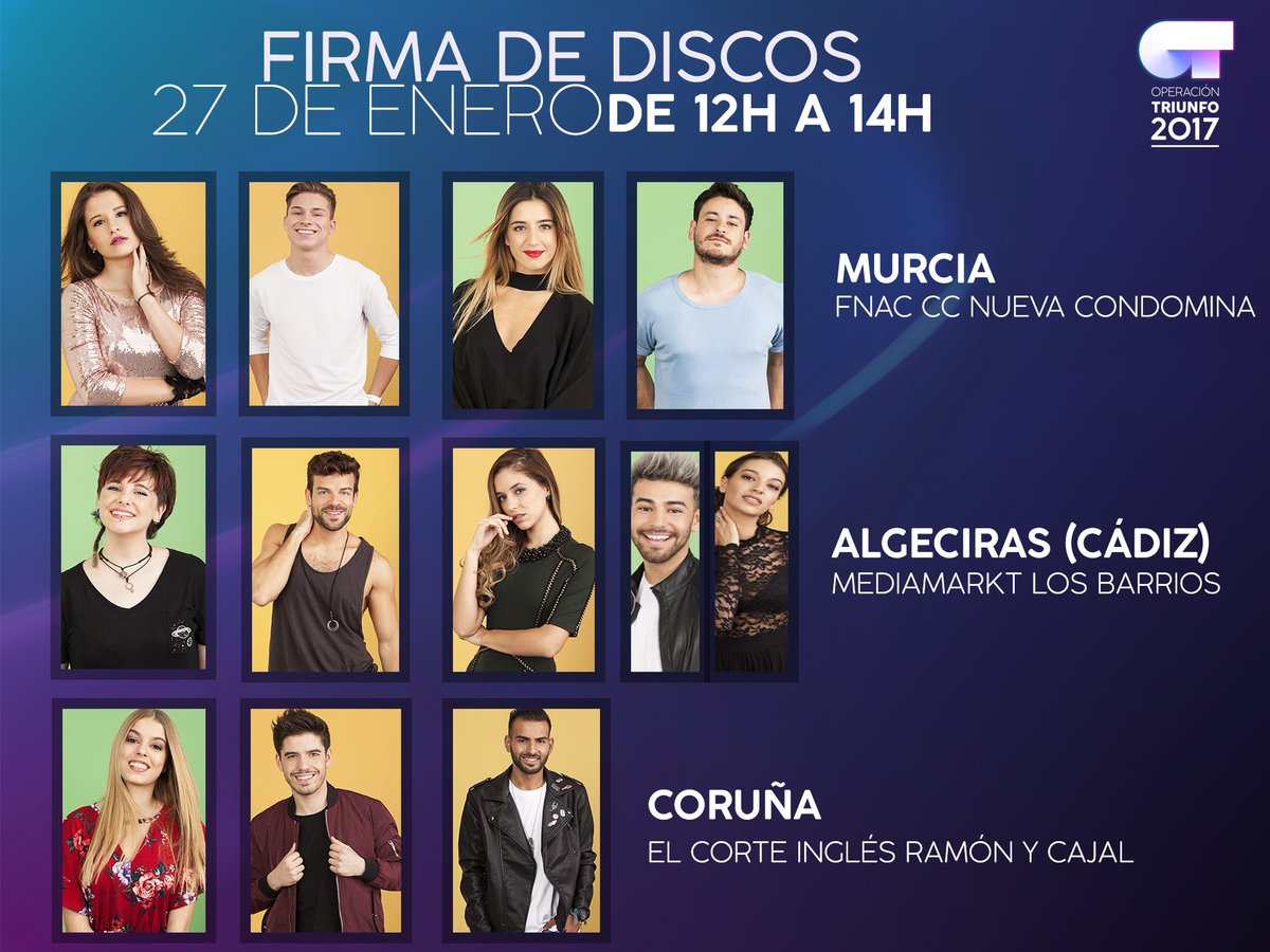 UniversalSpain's tweet photo. ¡Te esperamos el 27 de enero en las firmas de @OT_Oficial! #OTGala12 https://t.co/pbAv4w5REE