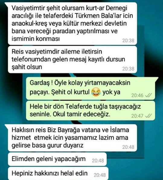 Şehit Musa Özalkan 'ın vasiyeti.