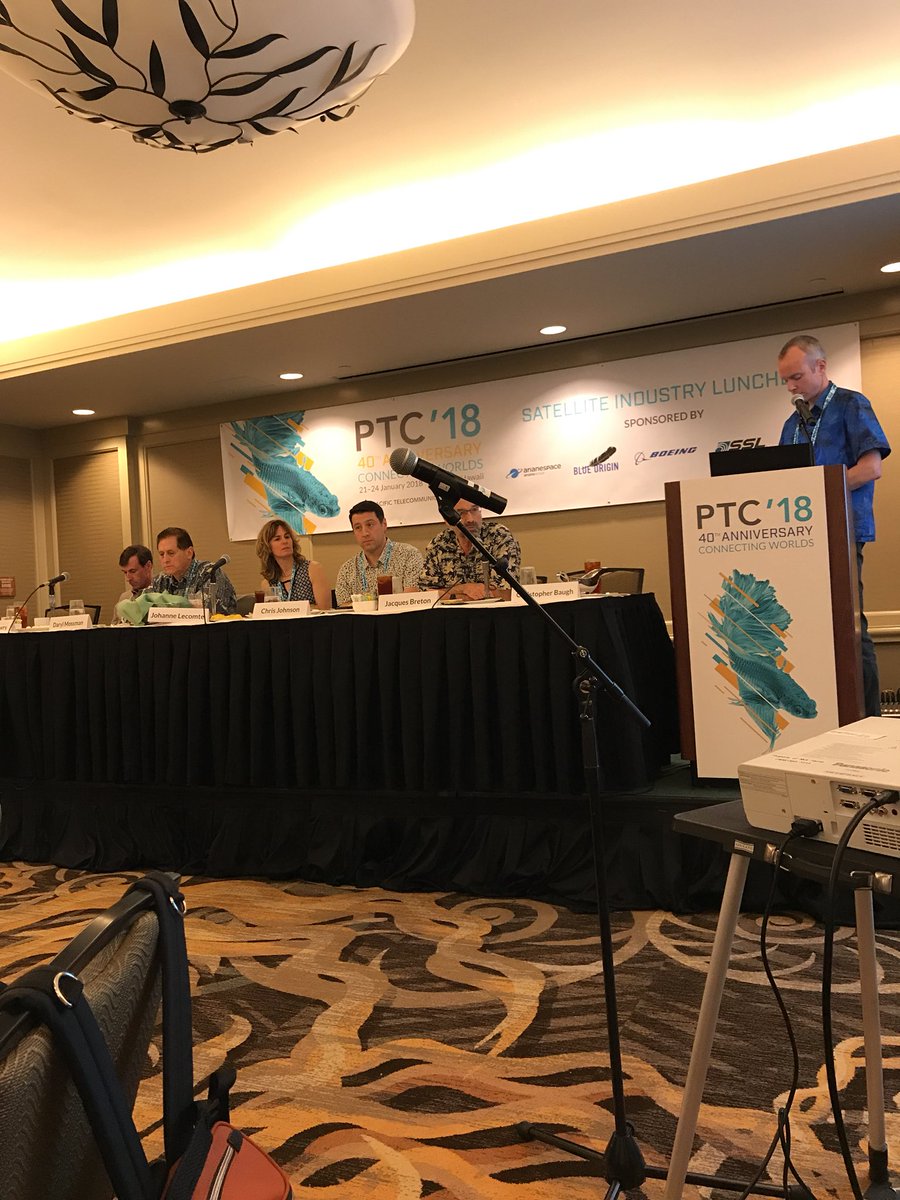 GaryHatch's tweet photo. #PTC18 # satellite luncheon. Industry leaders fuel growth for an expansive #GrowthHacking! #arianspace #ssl #mda #blueorigin #SpaceX #thalesalenia #vhts #HTS #ssi #AtlasV #northernskyresearch #smallsat #sspi #wta #rbcsignals #makeyourownlane https://t.co/05mdlUYvpj