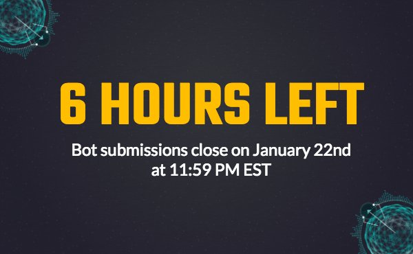 HaliteAI's tweet photo. The #haliteAI competition ends in 6 hours. Now it's really crunch time. https://t.co/wiTpgWnbPi https://t.co/cJSgiYTL2d