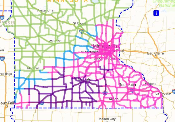MnDOT's tweet image. The fleet is out. 
As long as the there is snow on the roads, our crews will continue to work. 
If you must travel, turn headlights on, reduce speeds and give plows at least 10 car lengths of room to work. 
511mn.org for conditions near you.