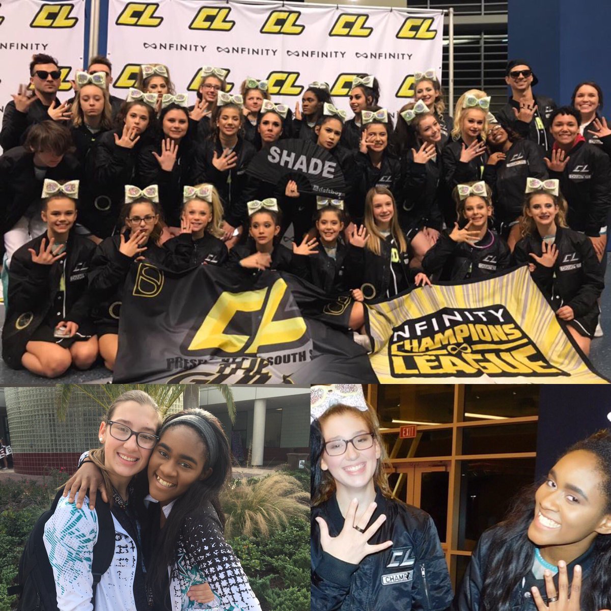 Congratulations to our Riverview Girls, Taylor Ann and Mary!!! Their level 4 competitive team "Shade" from LA Spirit just won first place, Grand Champions, and Overall Champions of the prestigious Champions League Gulf Coast Competition!!!!