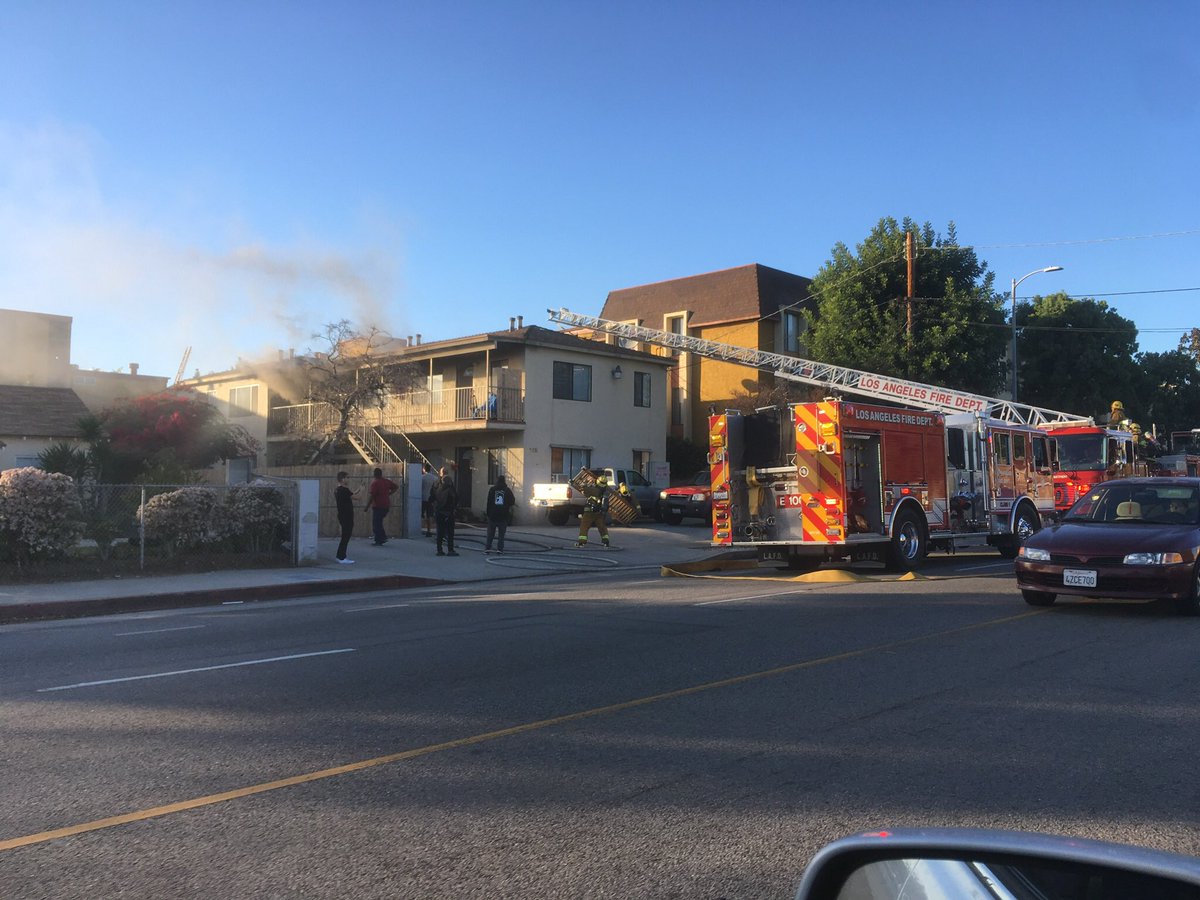 LAFD responding to apartment fire on Woodley in SFV
