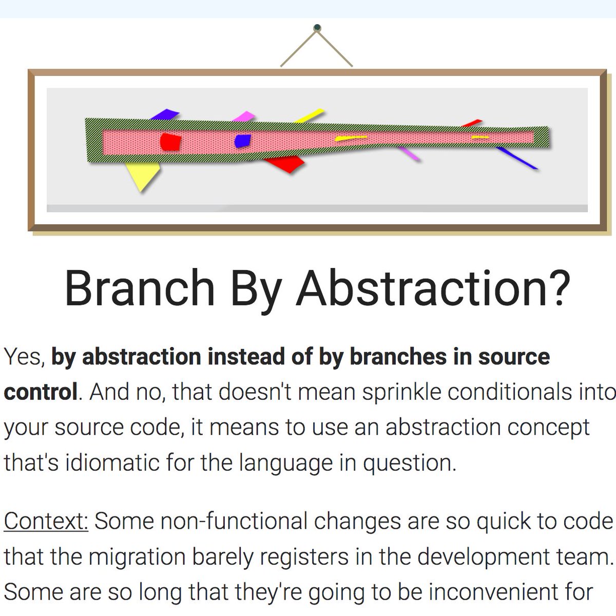 Some folks may be interested in branchbyabstraction.com which uses sequence diagrams to describe #BranchByAbstraction and others may like a worked example in Java here branchbyabstraction.com/java.html