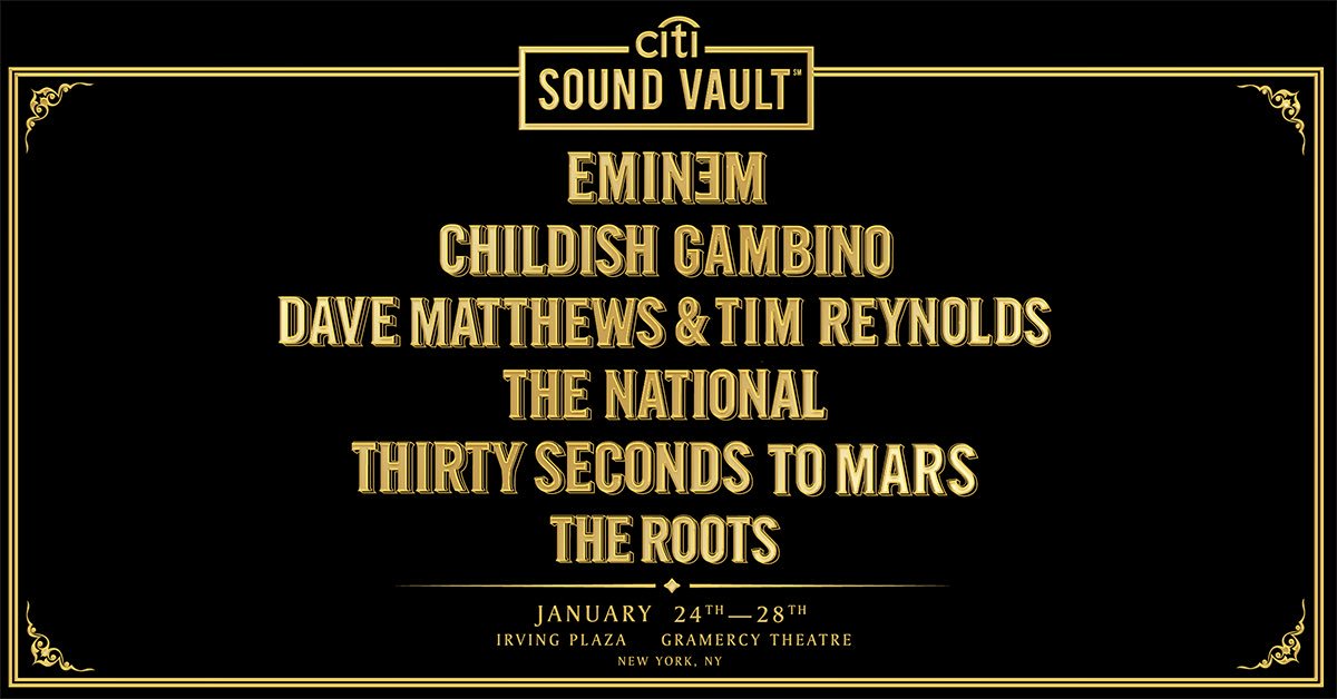JNSilva_'s tweet image. Ah! So excited to be heading to the #CitiSoundVault concerts this week in NYC -- I’ll be catching @30SECONDSTOMARS, @TheNational, @Eminem, @DonaldGlover , @davematthewsbnd &amp;amp; @TimReynoldsTR3 at the iconic @IrvingPlaza! Tweet back &amp;amp; let me know if you're gonna be around 😉 #ad