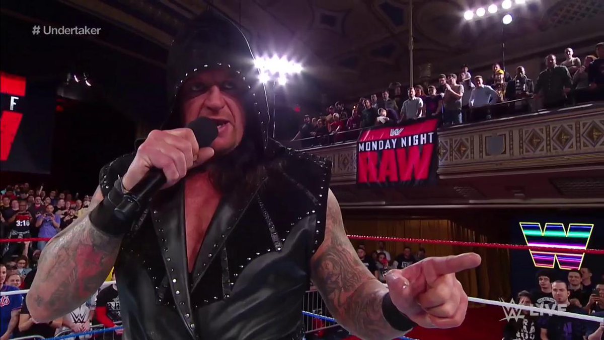 WWEUniverse's tweet photo. "@steveaustinBSR answered to the reaper. @RealMickFoley answered to the reaper. Even my own flesh and blood @KaneWWE had to answer to the reaper!" #RAW25 #Undertaker https://t.co/MKY2ovPsy6