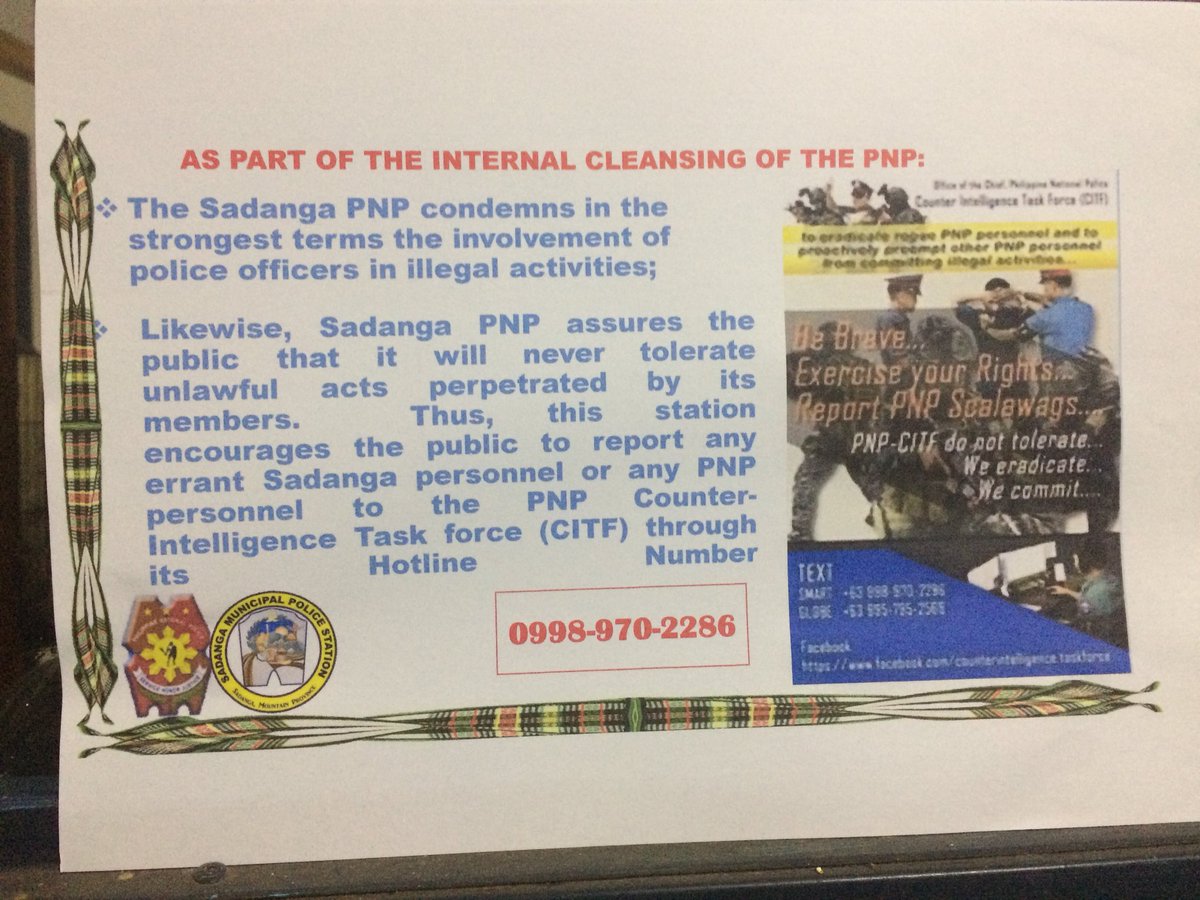PNPSadanga1's tweet photo. Letβs start the change...talk to us #PartnerForChange #MASAMASID #PNPPatrolPlan2030 #PNPDoubleBarel @rwinp88 @PNPCordillera @pio_mtprovppo @PNPMtProvince @ProcorRpcrd https://t.co/mNhfWoRvaR