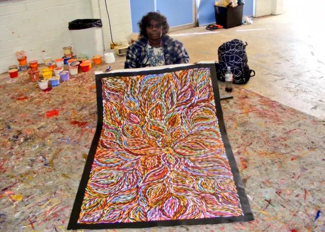 uturupa's tweet photo. Janet Golder Kngwarreye,
Utopian Artist
Bush Medicine Leaves 
Acrylic on canvas 
90cm x 150cm
#aboriginalart #art #painting #colour #beautiful #indigenousgrapevine https://t.co/XB7ZuDB7GU
