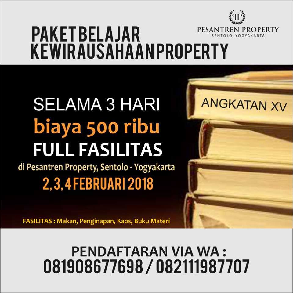 propertyplus_id's tweet photo. Belajar properti secara intensif selama 3 hari cuma bayar Rp 500.000,00 dengan fasilitas penginapan, makan, kaos, buku materi serta dibimbing langsung oleh para mentor yang telah berpengalaman #PropertyIndonesia #PesantrenPropertyIndonesia #Yogyakarta https://t.co/8gjz7tTsUv