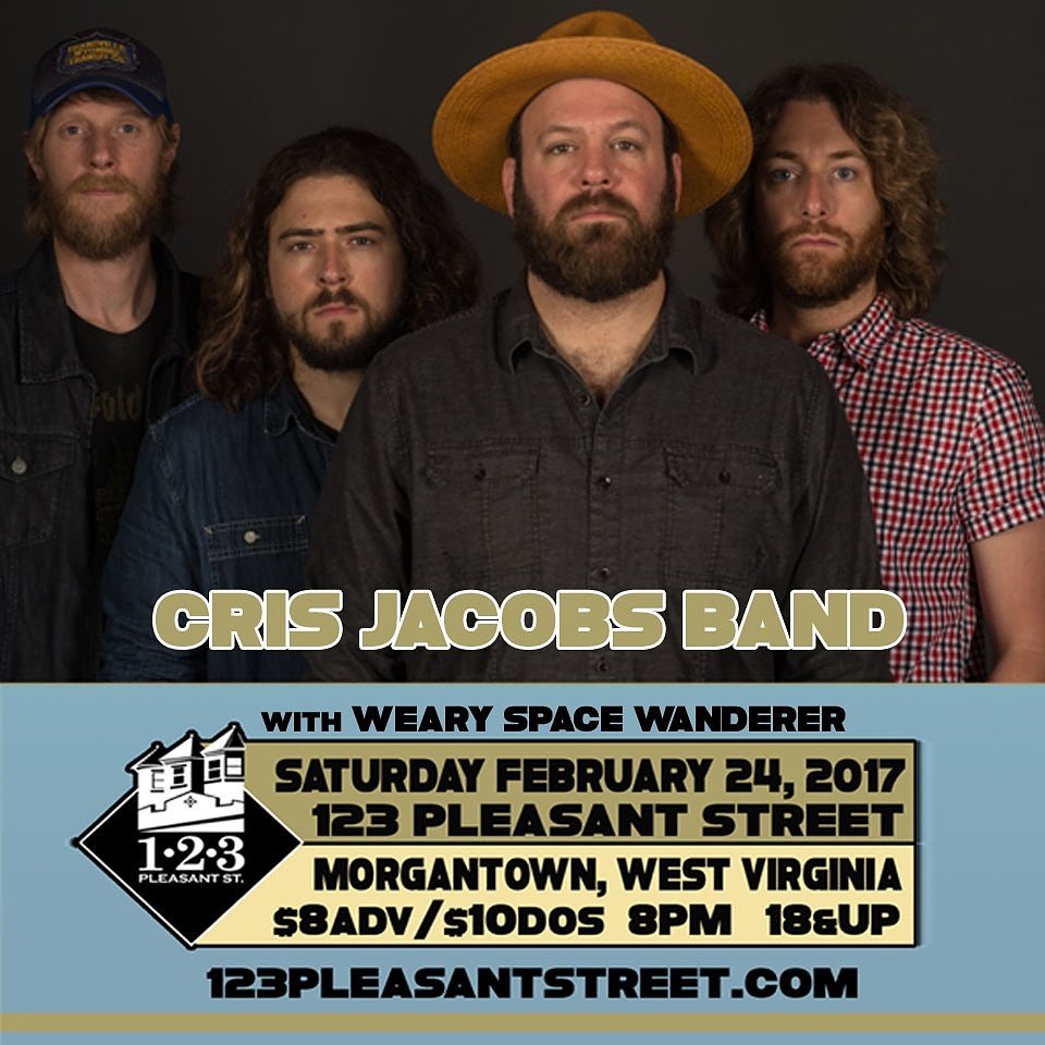123pleasant's tweet photo. Cris Jacobs Band w/ Weary Space Wanderer Saturday 2/24 8PM.
$8adv/$10dos
@CrisJacobs1 
https://t.co/pZeQ4jmbvC
#123Pleasant
#Morgantown
#WestVirginia #WVU #Mountaineers #HailWV #WV #MountaineerNation #GoldNBlue #WVMusic #GotoWV #PressVirginia #Huggstown #MorgantownWV #GoldNBlue https://t.co/EspFshfbpN