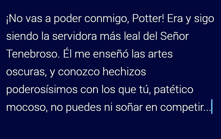 Bellatrix a Harry Potter durante la batalla del Departamento de Misterios.