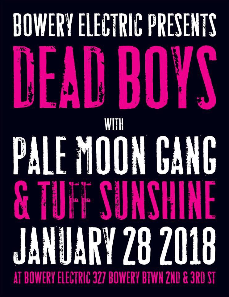 PaleMoonGang's tweet photo. Dead Boys rise ... with Pale Moon Gang and Tuff Sunshine! This Sunday night! #palemoongang #deadboys #boweryelectric #nycrocknroll #cbgb @PaleMoonGang @realnewyorktours @brianviglione https://t.co/VHU3SoVuwu