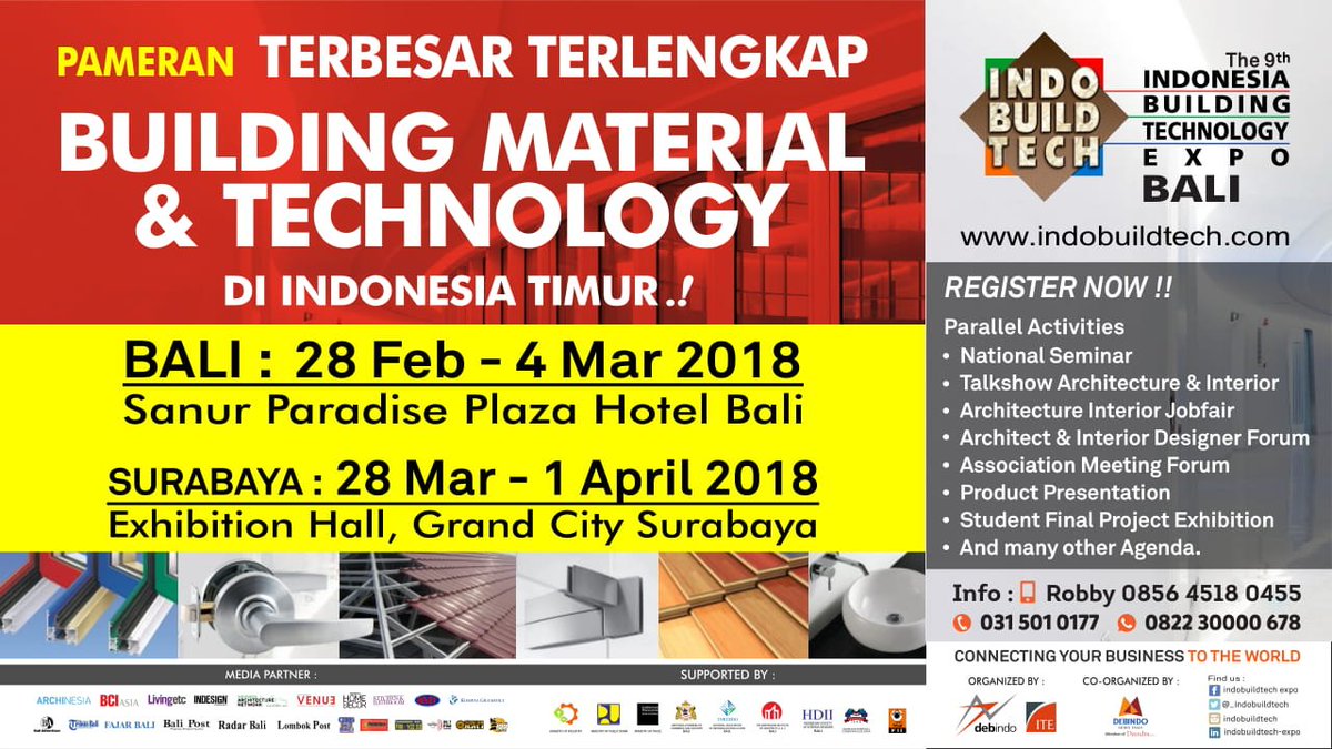 _indobuildtech's tweet image. Semangat pagi! Kurang lebih sebulan lagi lho pameran Indobuildtech Bali 2018! Sudah merencanakan untuk datang ke Sanur Paradise Hotel tanggal 28 Feb - 4 Mar?