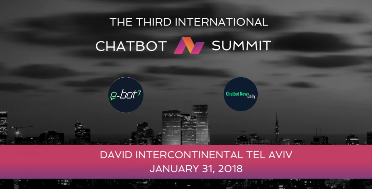 chatbotsupport's tweet photo. Make sure you meet us at the @chatbotsummit in Tel Aviv next week to have a chat about #Bots and #AI https://t.co/eBYbmN5SjG