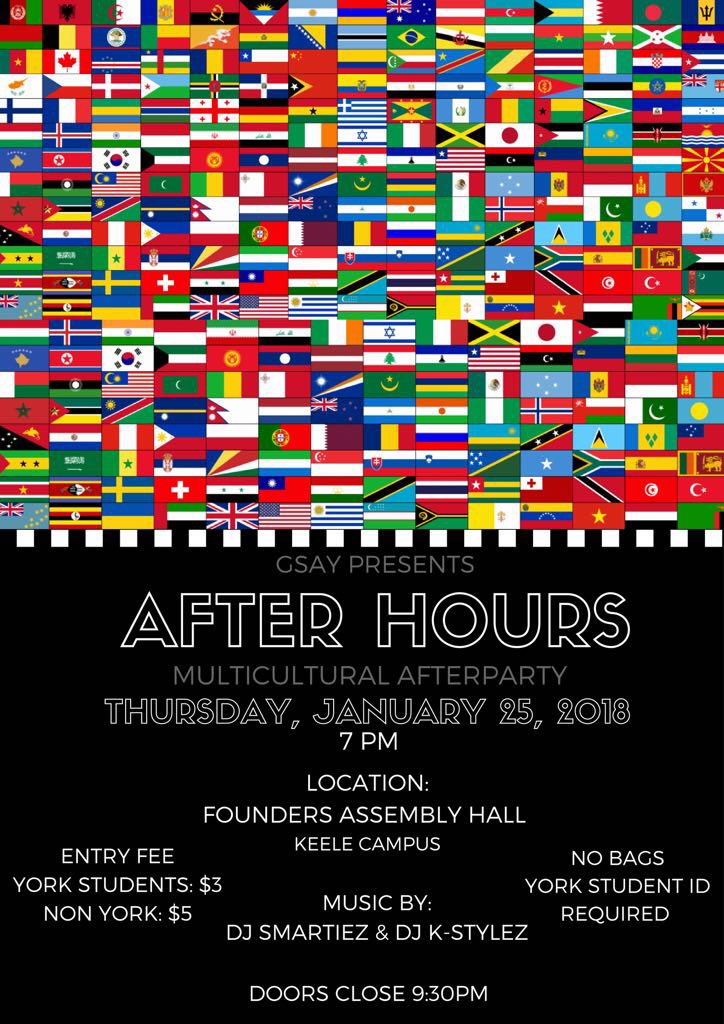 AFTER HOURS!!! Come celebrate the end of Multi Week with <a href="/GSAYorku/">Ghanaians at York U</a> 🎉🎉✨