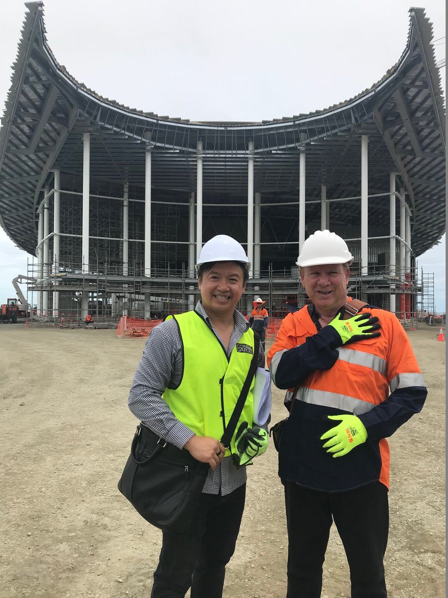 ConradGargett's tweet photo. Conrad Gargett inspect the progress of construction of #APECHaus in #PortMoresby. @ConradGargett has been commissioned for the documentation and delivery. https://t.co/v6WbxmZkdr @OilSearchLtd https://t.co/3mEm8e2Xin