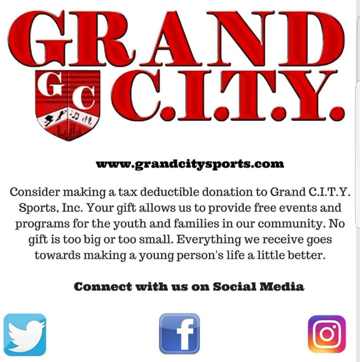 GrandCitySports's tweet image. #GrandCitySportsTurns10: Please Support our Youth🏆 grandcitysports.com Blessings @Kaepernick7 @SnoopDogg  @StephenCurry30 @NickCannon @mcuban @tfmjf @ObamaFoundation #USASupport
