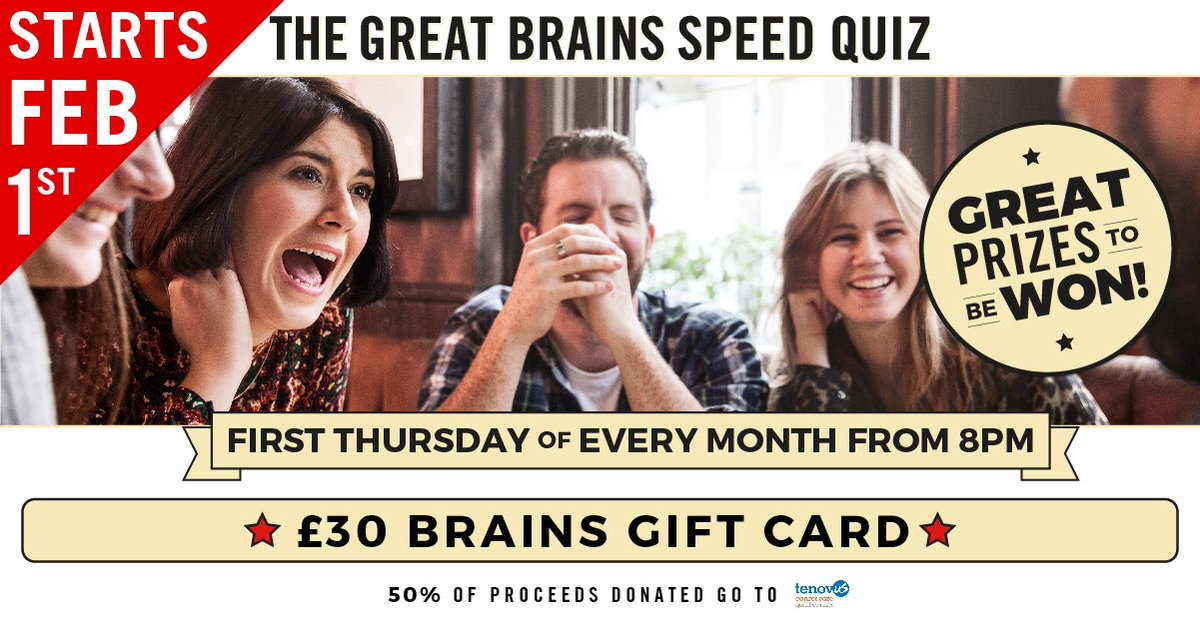 AubreyArms's tweet photo. Launching February 1st, the great Brains #SpeedQuiz.  No pens, no paper, no cheating, just great quiz fun! https://t.co/OitdXap1f9