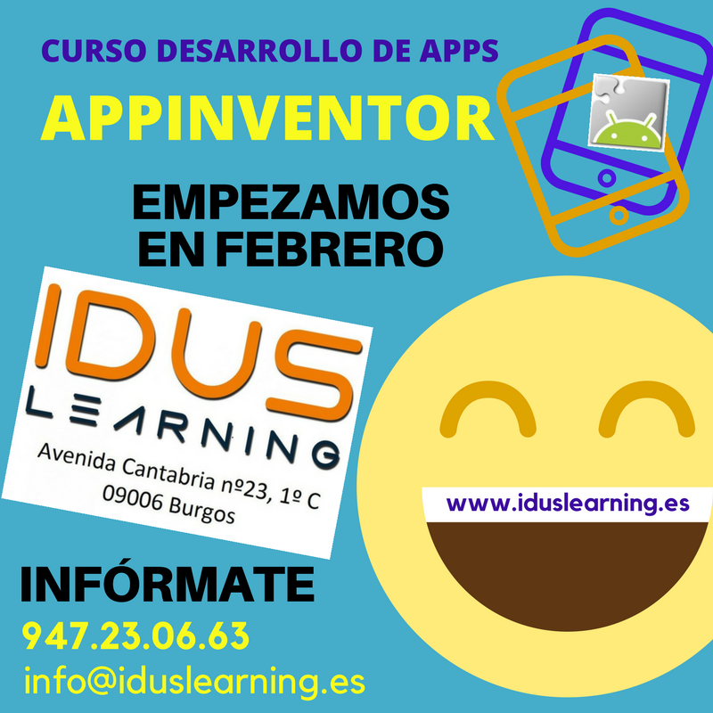 IDUS_Learning's tweet photo. APPINVENTOR, curso de desarrollo de apps para adultos.
Tienes alguna mañana libre ??? https://t.co/u1fyEBBvGD