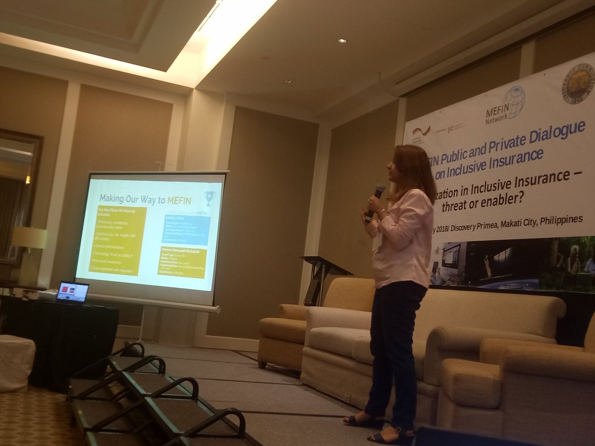 MEFINNetwork's tweet photo. Ms. Nilofer Sohail of EFU Pakistan presenting about "Challenges and Lessons: Women Health Insurance and TelCo Based Term Insurance". #MEFIN #PPD4 https://t.co/AsgT871RIY