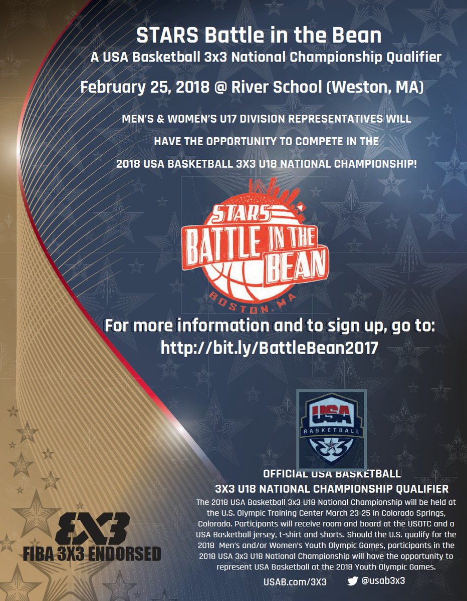 STARS_athletes's tweet photo. Register today to compete in 2018 U17 USAB 3x3 National Championship Qualifier Tournament! (Men's &amp; Women's Divisions) FMI: https://t.co/XLJSb2MCHm https://t.co/zxPLSadF24