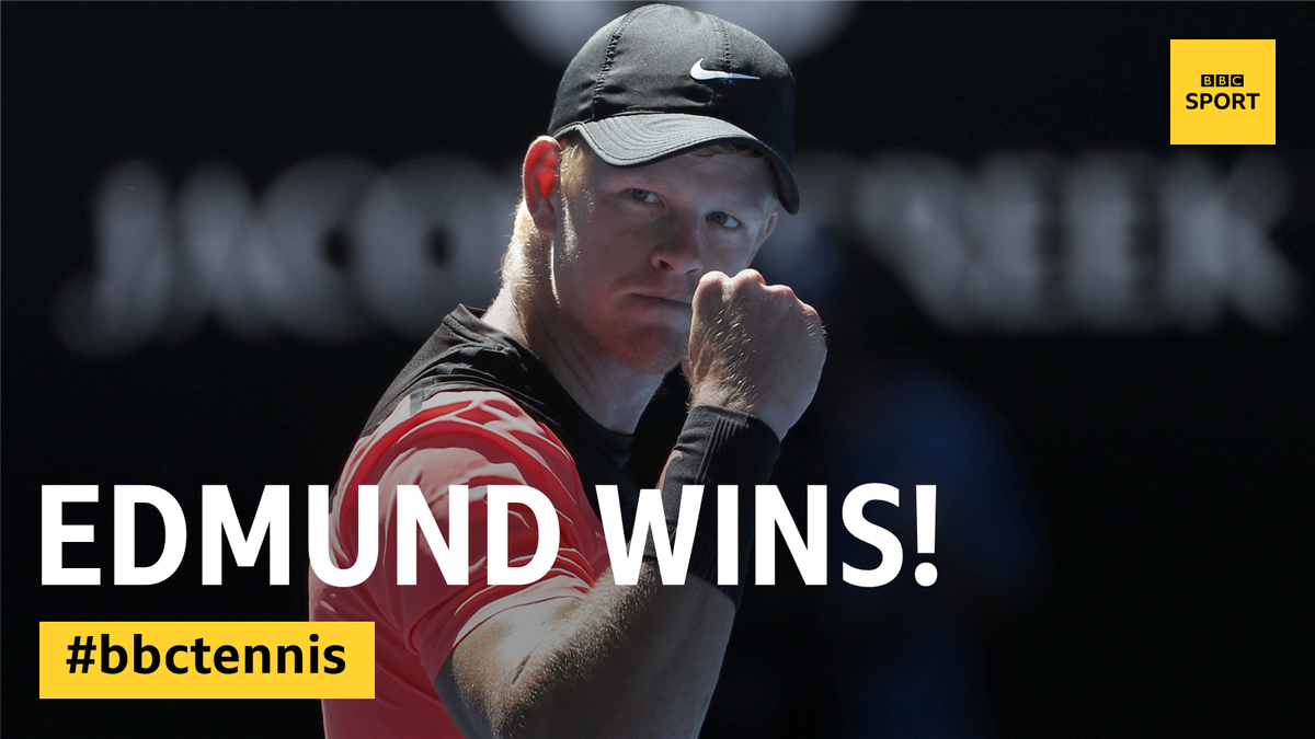 BBCSport's tweet photo. HE'S DONE IT!

World number 49 Kyle Edmund beats world number three Grigor Dimitrov to reach his first ever Grand Slam semi-final! 

Reaction 🎾👉 https://t.co/r8JxWVTWbS #AusOpen #bbctennis https://t.co/0Cv876zHNs
