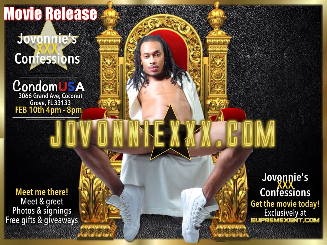 SupremeXent's tweet photo. Join us in Miami FL - Feb10th @condomusa for the release of Jovonnie's XXX Confessions #Miami #pornstore #adultstore #NewFilm #movierelease #filmrelease #meetandgreet #freegifts #autographs #freegiveaway  #miamipromo #celebration #thanks #condomusa #JOVONNIEXXX #ttd #NewEra https://t.co/EXdkODVUno