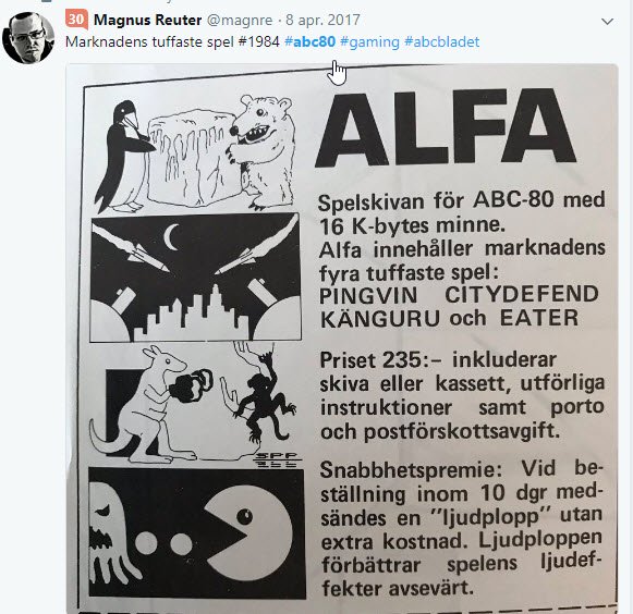 kentlundgren's tweet photo. @Internetmuseet Marknadens tuffaste spel #1984 #abc80 #gaming #abcbladet https://t.co/hg5cLzm1Ue https://t.co/yN9d0aPMzb