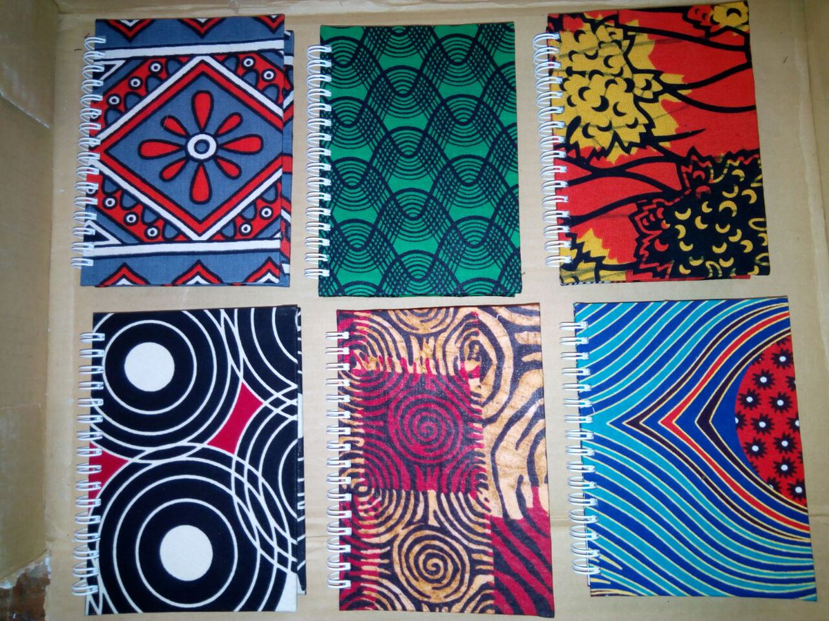 Modukashop's tweet image. Get these vitenge-covered note books delivered to you. Available in A5 size and all colours. Place your order now, info@modukashop.com
#AdelleAndShaffieOnKISS 
#JeffAndJalasOnHot96 
#MorningExpressKTN