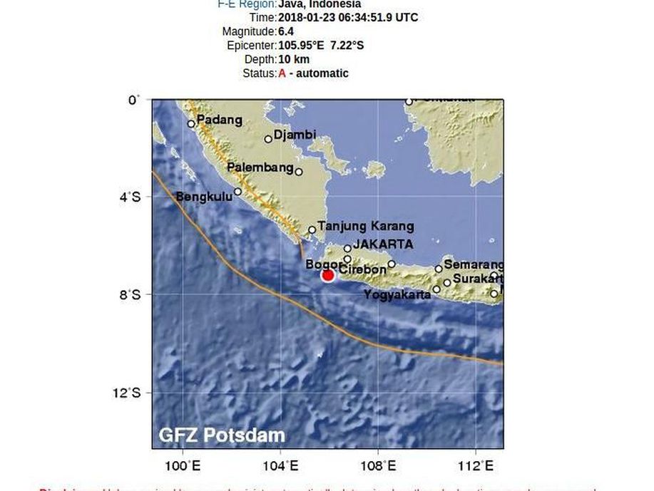detikcom's tweet photo. Ini Titik Episentrum Gempa 6,4 SR yang Guncang Jakarta https://t.co/MiFpvnOw4b https://t.co/h4qh8afs50