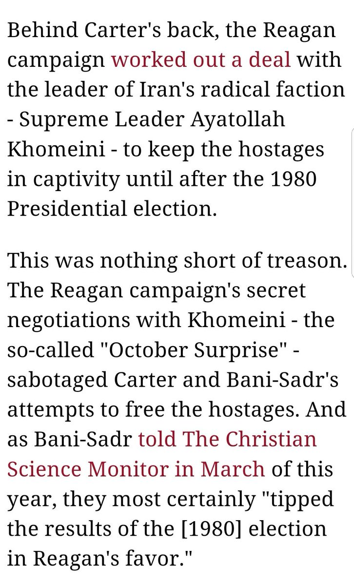 3. Reagan learned from the Kissinger play-book and sabatoged the hostage negotiation in Iran. He chose hardliner over moderate.So what was Reagan's deal with Iran?
