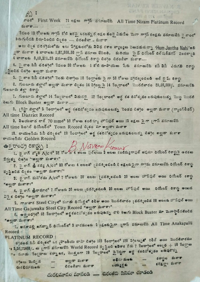 BbBnaveen's tweet photo. Megastar All Time Records https://t.co/lryJZs740s