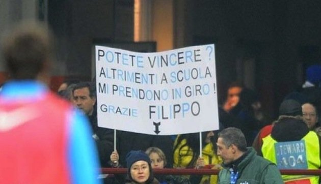 February 2011 - A nine year old named Filippo held a banner at the San Siro begging Inter to stop losing cos they were teasing him at school. Inter invited him to training ground, apologized to him officially then lost their game