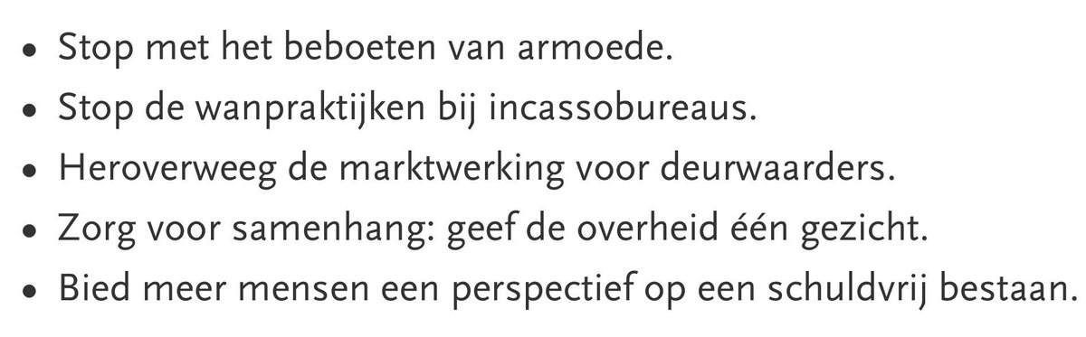 In oktober werd het manifest ‘Schuldvrij!’ aangeboden aan de Tweede Kamer, met deze 5 aanbevelingen. Deze week debatteert de Tweede Kamer erover. Ook in het regeerakkoord zit een ambitieuze schuldenparagraaf. Aan de slag!