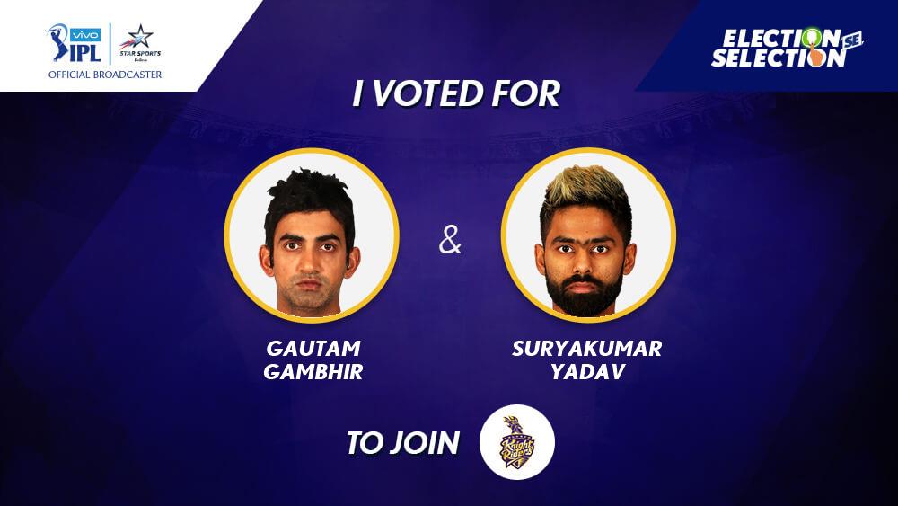 rajeevsingh0606's tweet image. Election se ho raha hai Selection, and I&apos;ve picked Gautam Gambhir &amp;amp; Suryakumar Yadav for KKR. Cast your votes now: vivoiplelection.hotstar.com #ElectionSeSelection