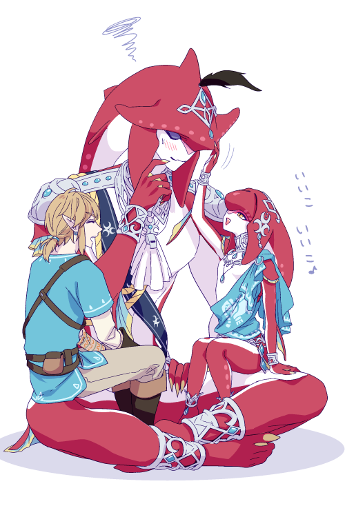 リンク(ゼルダの伝説) 「【ブレワイ】シド リンク ミファー キャッキャッ 」|ザクロのイラスト