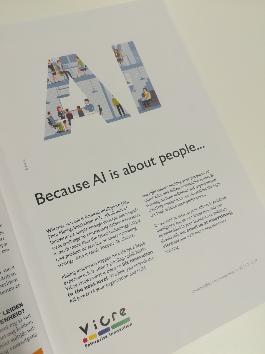 Onze publicatie "Because Artificial Intelligence is about people..." is te vinden in de eerste #VOKA Tribune van 2018.  #AI #BusinessInnovatie #Innovatie