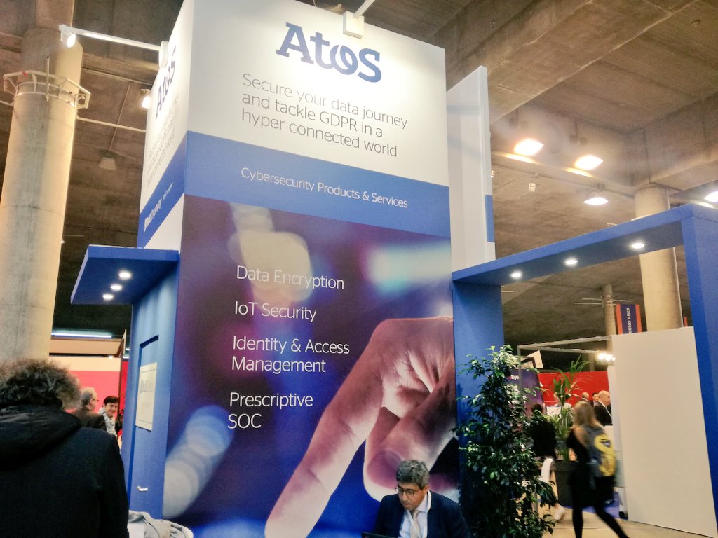 FloCellier's tweet photo. Le @FIC_fr est lancé! @AtosFR est présent pour faire découvrir ses offres de cybersecurité #Hoox #Evidian #Elexo @BullFR #cybersecuriry #FIC2018 https://t.co/G6Zb4bI7a6