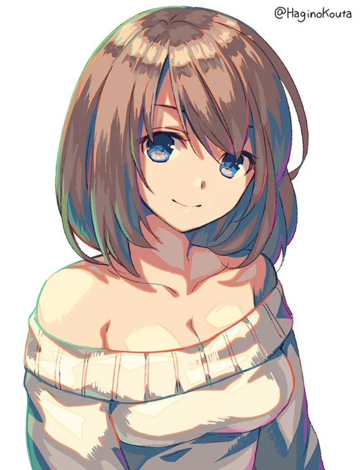 時間が無いけどシンプルなアニメ塗りだと物足りないなーという時によくやる塗り
中途半端にぼかしを加えると短時間ではまとまらなくなるので、ぼかしてごまかしたい気持ちをぐっと堪える… 