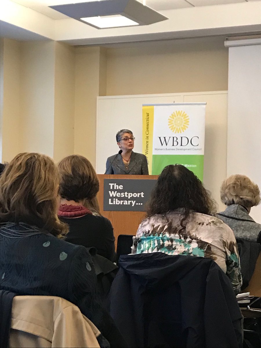 PatTinto's tweet photo. #EmpowerWomen @CTWBDC  being “Fran-ed”   “the status of women’s entrepreneurship” @WestportLibrary https://t.co/S9wkZGYzSv