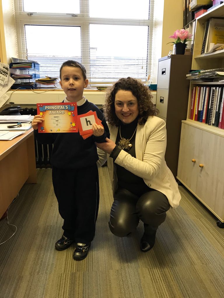 MercyGalway's tweet photo. Congratulations to #MercyPupil Nikolas from #Room3 for working very hard to know his #letters, Múinteoir Miriam was so delighted she recommended him for a #PrincipalsAward https://t.co/xVEwDBHgAw