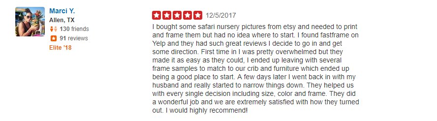 Fastframefrisco's tweet photo. Are you indecisive? Need help picking out the perfect frame and matting for your art? Stop by FastFrame Frisco to let us pick out the perfect framing solution for your artwork! Thanks Marci Y. for the review! https://t.co/HQUr1V4Aqd