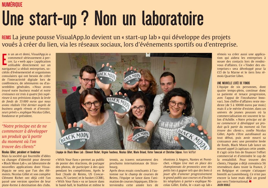 BlackMoonLab's tweet image. Merci à l'@UnionArdennais et à @JulienBouille pour l'article du jour dans L'union Eco qui décrypte notre nouvelle stratégie et notre changement de nom ! @VisualAppIo devient @BlackMoonLab !
