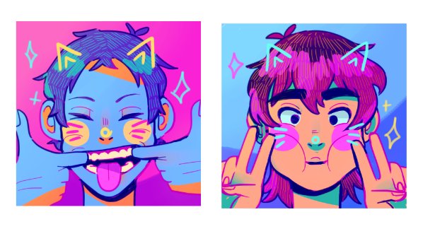 take a look at my sketch and final for these icons I made for me and lilia! #voltron #klance